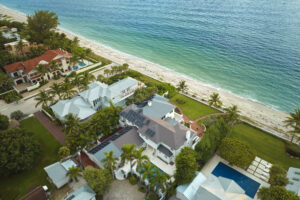 Aerial view of beautiful houses on the ocean in Delray Beach